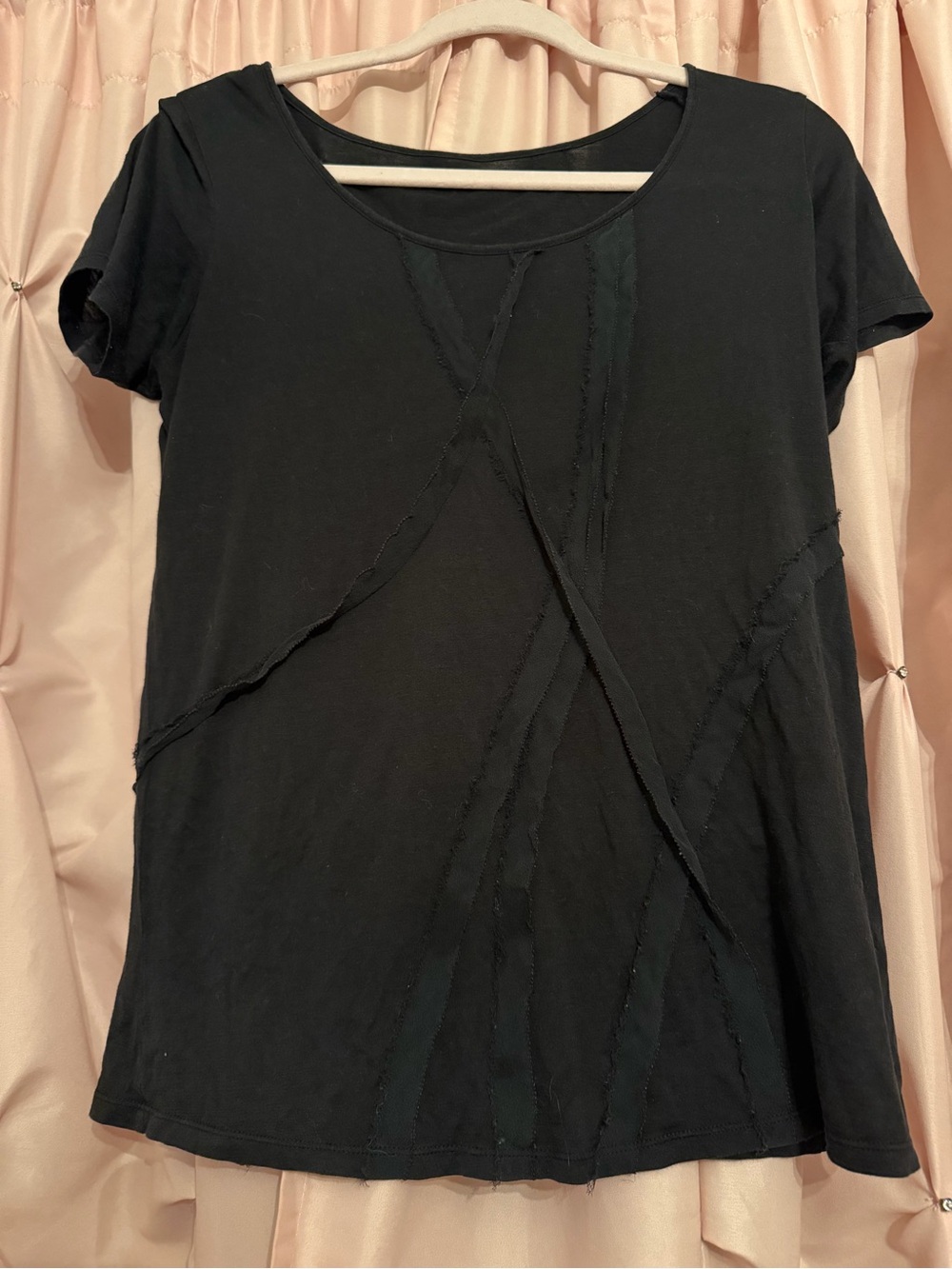 Eileen fisher silk cotton  L large lg black short sleeve top tee Tshirt